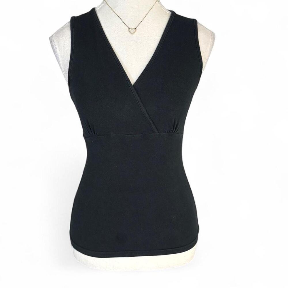 Y2K Early 2000s Fitted cotton black full length wrap tank top size M One step up